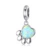 WOSTU 925 Sterling Silver Pink Crytal Heart Charms Cute Pet Paw Bead Fit Original Bracelet Necklace Family New Year Jewelry Gift