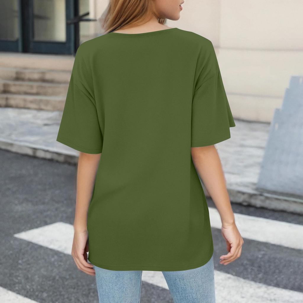 Women's Fashion Casual Printed Short Sleeve Round Neck Pullover Tops