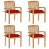 Stackable Garden Chairs with Cushions, vidaXL 4 Pcs, Solid Teak