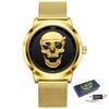 LIGE Brand New Style 3D Skull Men Watch Gift Steel Mesh Waterproof Military Male Sport Punk Quartz W