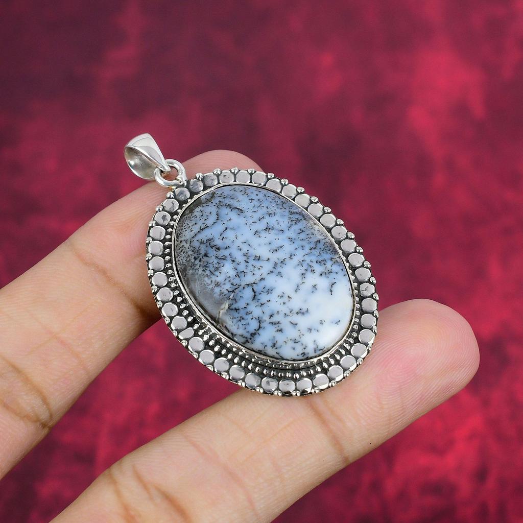 Dendrite Opal 925 Solid Sterling Silver Pendant, Handmade Gemstone Jewelry Pendant Gift For Birthday