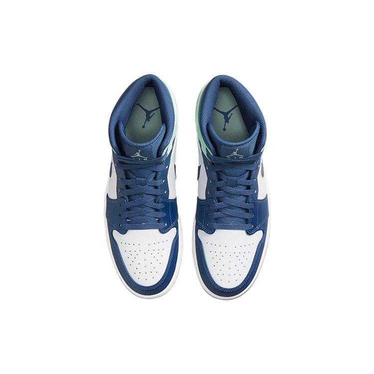 Мужские кроссовки Air Jordan 1 Mid Blue Mint Mystic-Navy Mint-Foam White 554724-413
