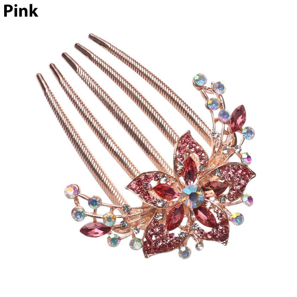 Fashion Elegant Hair Accessories Inlaid Flower Shiny Rhinestone Hairpin Hair Comb