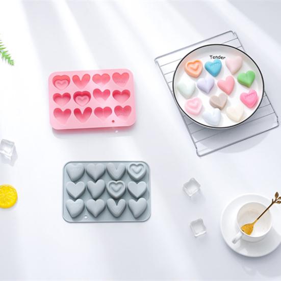 Форма для торта 12-гнездная, жаропрочная, антипригарная, хорошая прочность, быстро извлекается из формы, 6 сердец