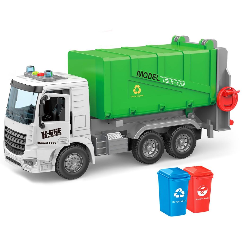 Игрушечный мусоровоз, Уборочная машина, Грузовик, Игрушечная машинка, Большой мусоровоз, Большая вместимость, с мусорным баком, Развивающая игрушка для детей, со светодиодной подсветкой,