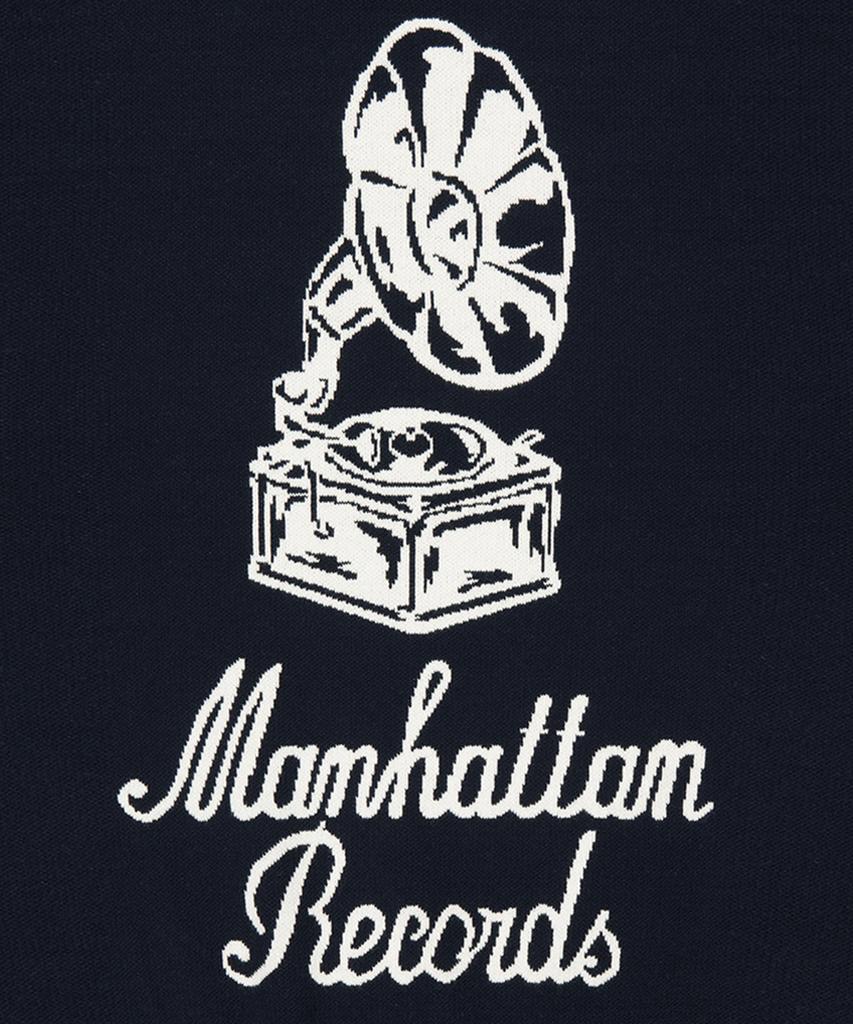 Maenhatanlekojeu Mr Gramophone Графический вязаный свитер - Темно-синий