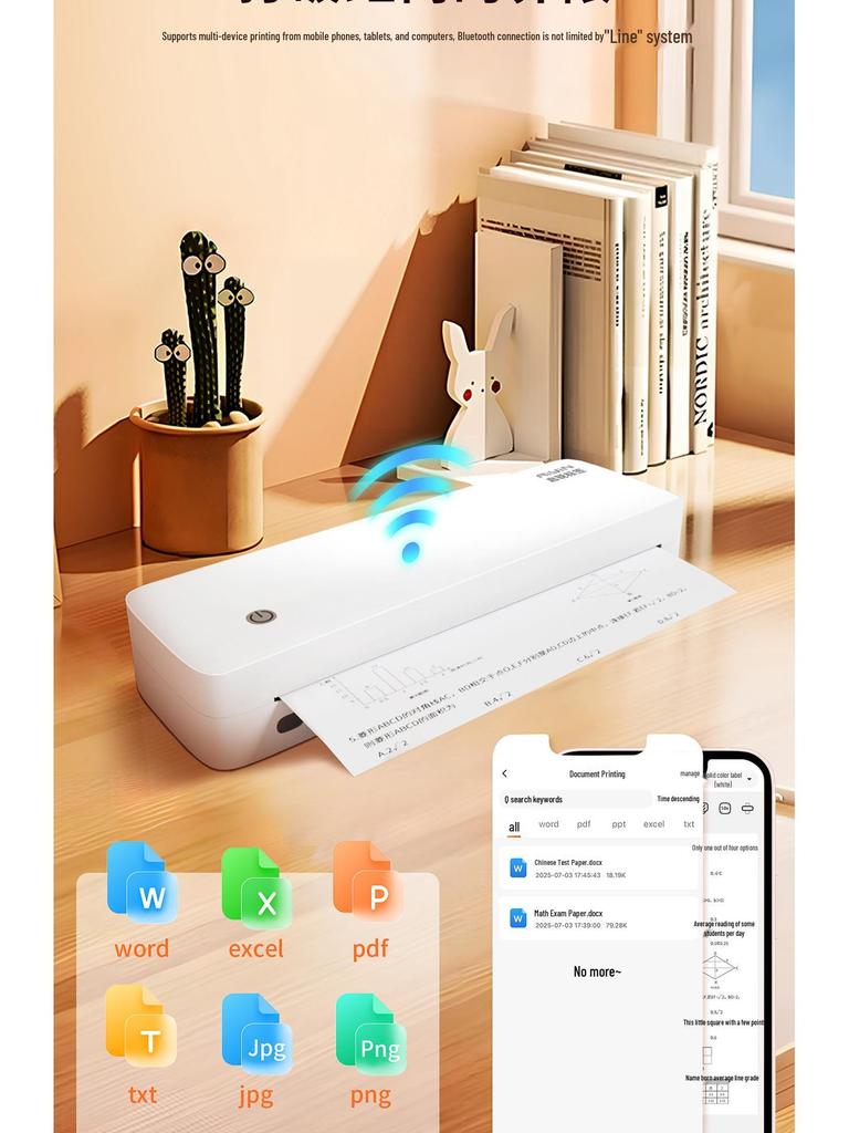 A4 Bluetooth Thermal Label Printer - Portable & Mobile for Home Use
