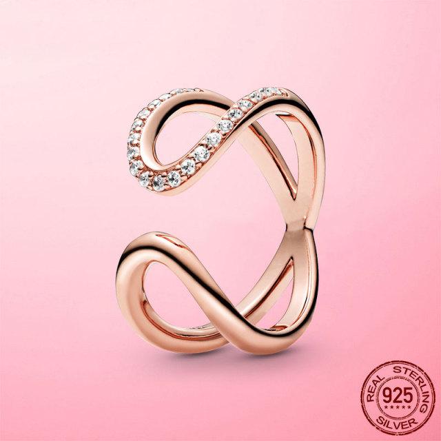 Женское кольцо Новое стерлинговое серебро 925 пробы сверкающие и полированные линии кольцо на палец для женщин свадьба помолвка ювелирные изделия подарок