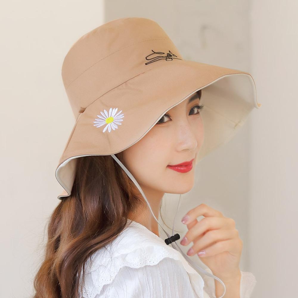 UV Protection Daisy Bucket Hat Sunscreen Fisherman Cap Fashion Outdoor Sun Hat Fishing