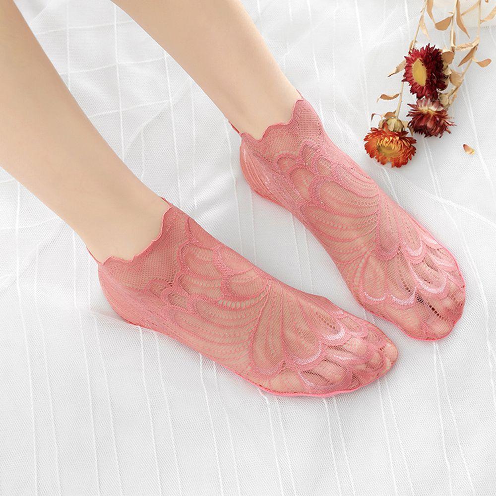 Fashion Anti skid Liner Summer Lace peacock Cotton Hosiery Ankle Socks Low Cut