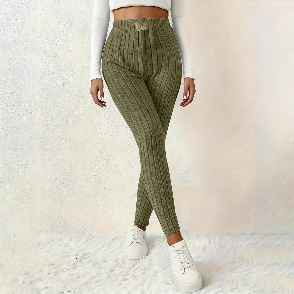 Stretch Womens Leggings Ribbed Highwaisted Knit Casual Trousers Comfortable And Warm Sweater Pants Soft Loungewear
