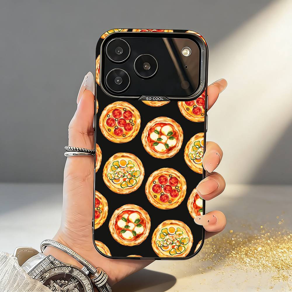 Вкусный чехол для телефона P-Pizza C-Cheese для iPhone17,16,15,14,13,12,11,Pro,MAX Серый Матовый Силиконовый Черный Чехол