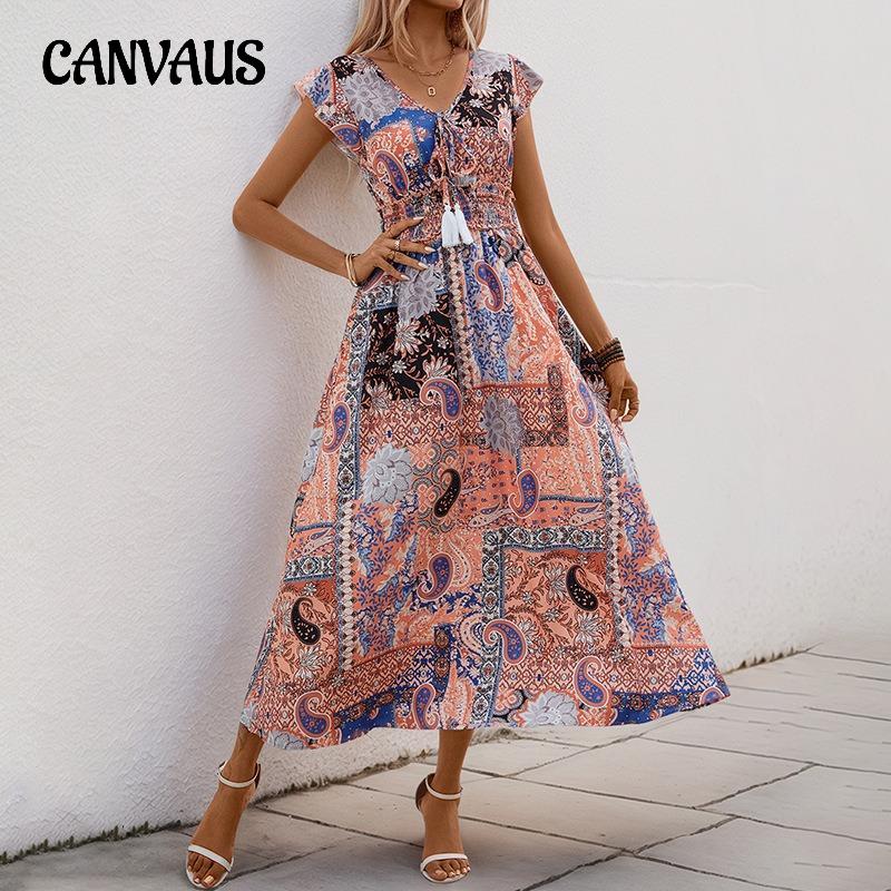 Женское летнее платье с принтом A Swing, платье без рукавов в стиле бохо