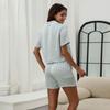 Летняя женская домашняя одежда шорты с коротким рукавом пижамный комплект с лацканами