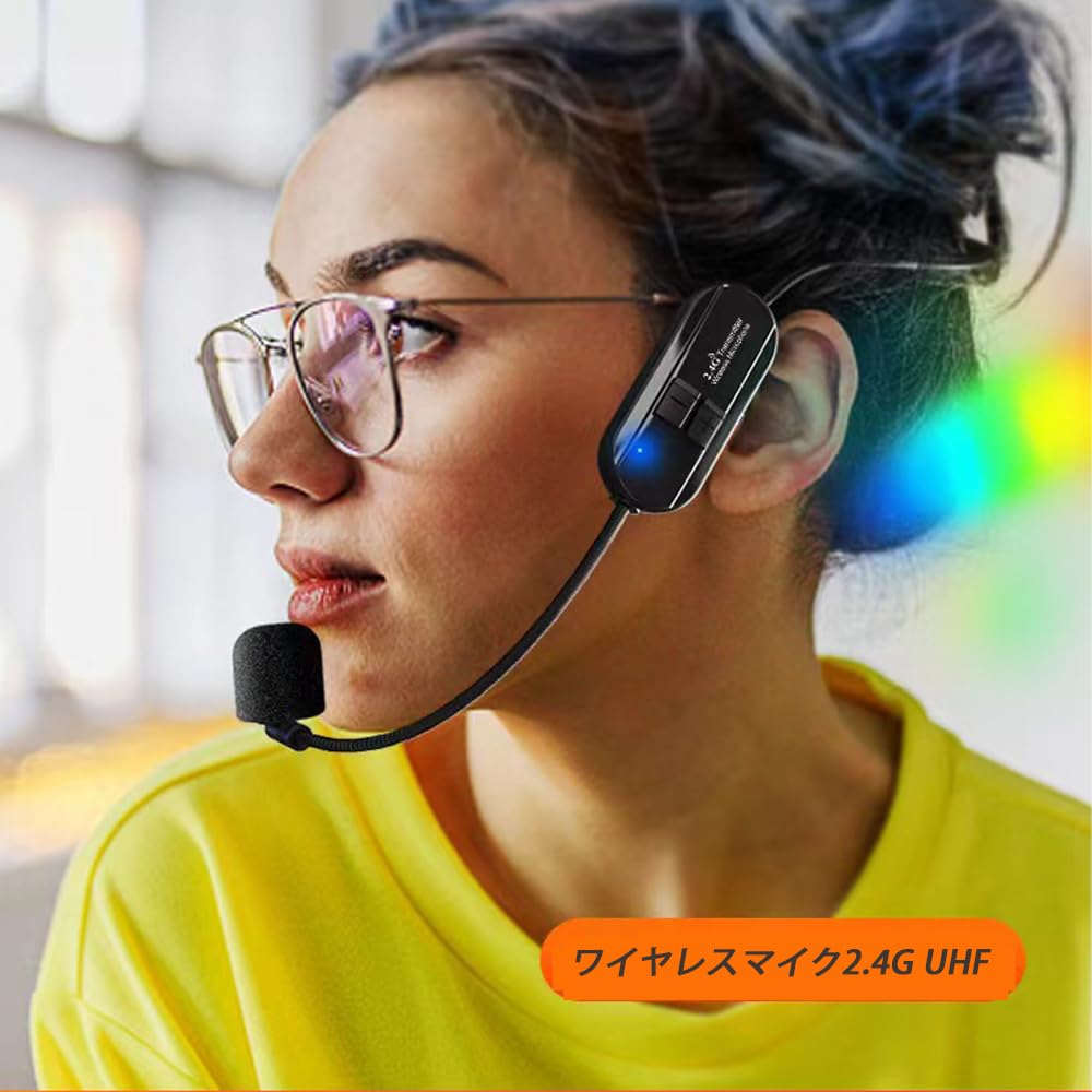 Approval Wireless Headset Microphone for Stage Portable Transmission Speaker Volume Design compatible with Bluetooth [Technical Certified] 2.4G Use,