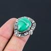 Подарок для нее Кольцо-штабель из стерлингового серебра 925 пробы с натуральным камнем малахит Размер 7