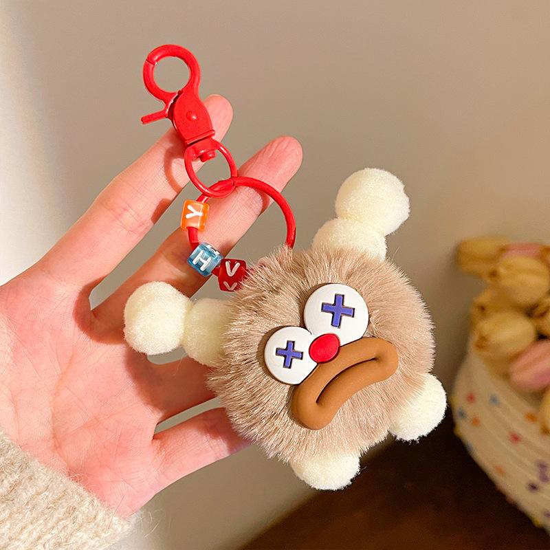 Забавные брелоки-шарики из шерсти с ротиком-сосиской, подвески-плюшевые куклы, брелоки-подвески для рюкзака, автомобильные украшения, аксессуары-подвески для сумки