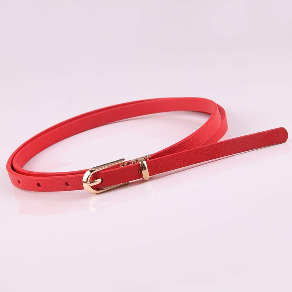 Skinny Elegant Candy Color Women Female Thin Waistband Waist Belts Dress Strap Pu Leather Belt