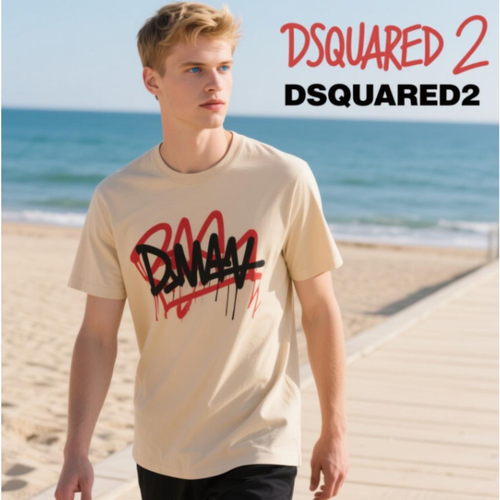 Трендовая мужская футболка DSQ Quadratic Summer Micro Loose D2 европейско-американская личность трендовый осенний топ студенческая базовая футболка