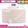 1-50M 220V COB LED Neon Strip Light IP67 Waterproof With Switch/Dimmer EU Plug White Natual Warm Flexible Ribbon Tape Room Decor