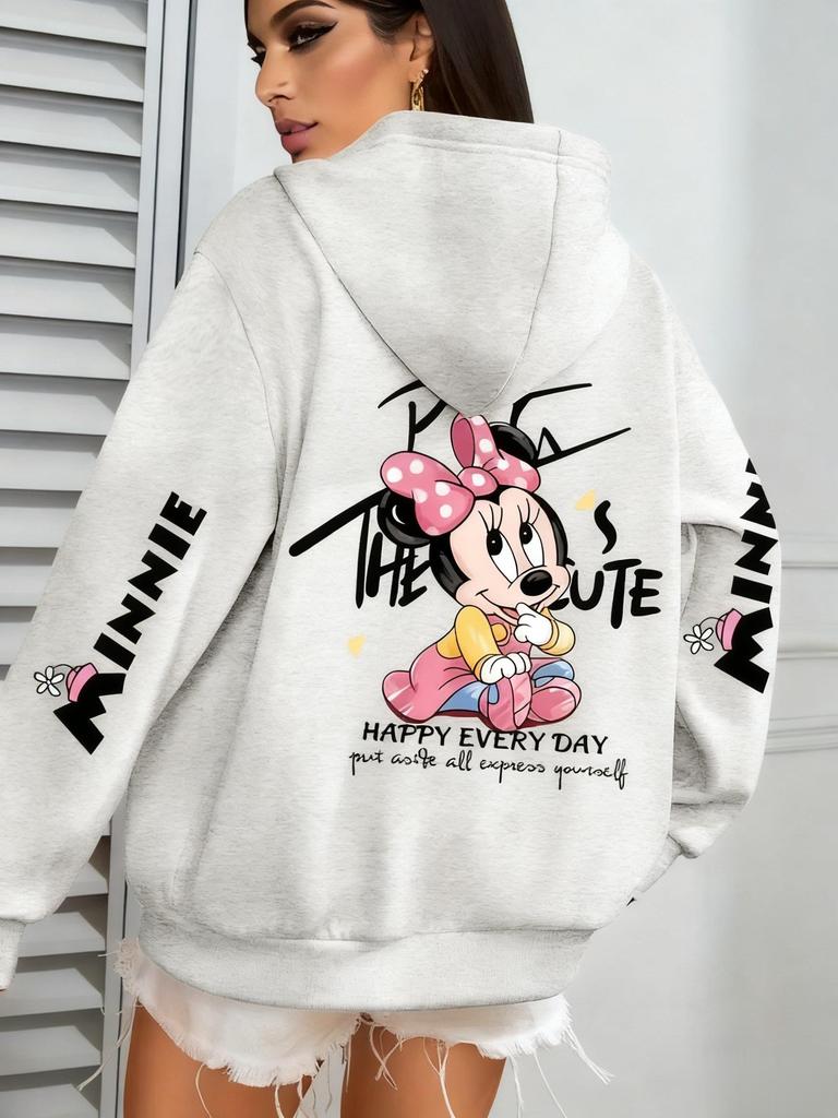 Винтажный пуловер оверсайз с принтом Минни Маус Дисней Женский Мужской Повседневная толстовка Уличная мода Топы Весна Осень Мода