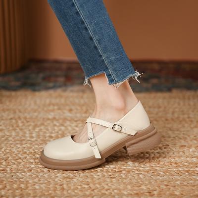 Туфли Мэри Джейн с плоской подошвой, женские новые дизайнерские нишевые маленькие кожаные туфли в британском стиле с круглым носком, женские туфли