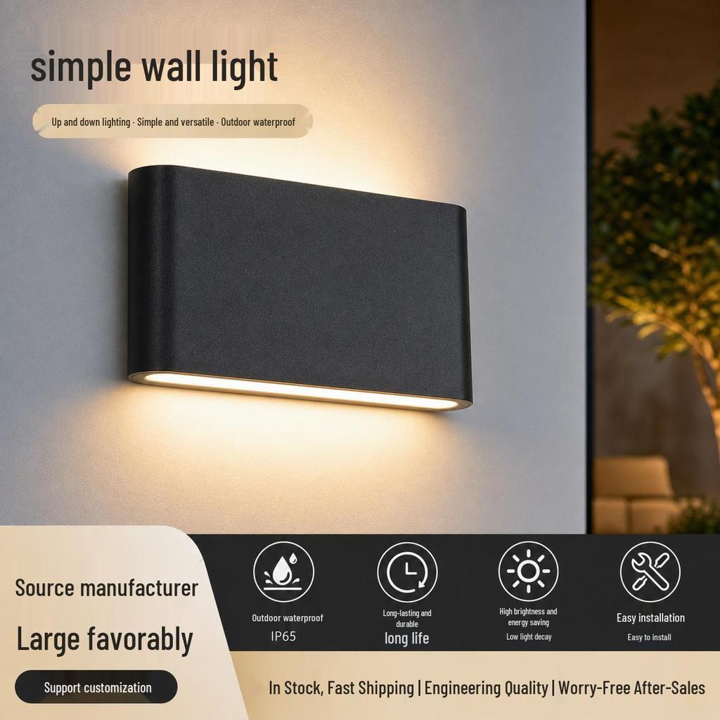 IP65 Waterproof Minimalist LED Up/Down Wall Lamp for Hotel Courtyard Exterior