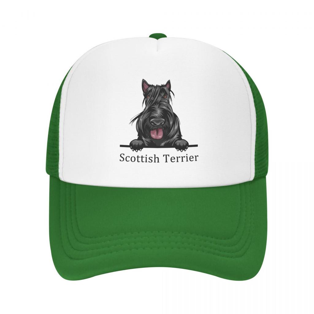 Punk Unisex Peeking Dog Scottish Terrier Trucker Hat Adult Pet Animal Adjustable Baseball Cap for Unisex WoUnisex Sports Snapback Caps