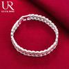 925 Sterling Silver Wide Wristband Bracelet Fashion Jewelry