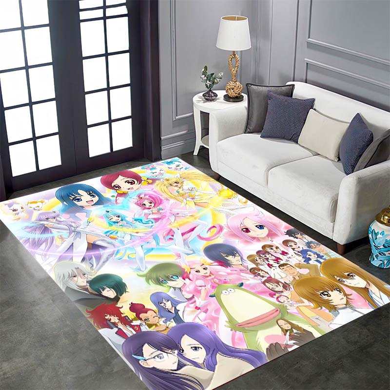 Pretty Cure Cartoon Rugs Are Suitable for Home Décor in Areas Such As Game Rooms, Bedrooms, Living Rooms, and Sofa Areas.