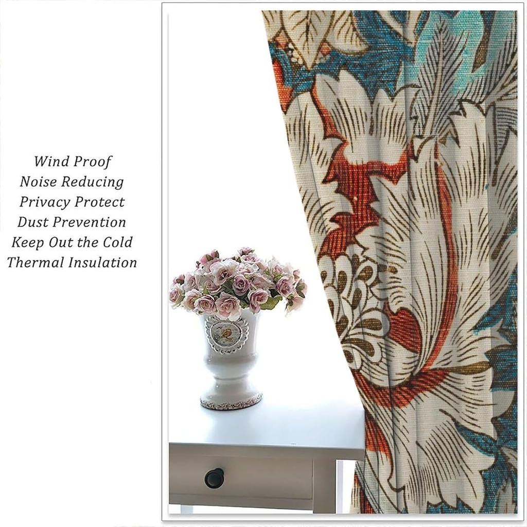 William Morris Plant Floral Blackout Window Curtains Bohemian Vintage Rustic Flowers William Morris Art Style Window Drapes fo