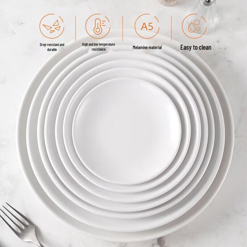 Diruien A5 Melamine Multi-Compartment Round Shallow Buffet Plate