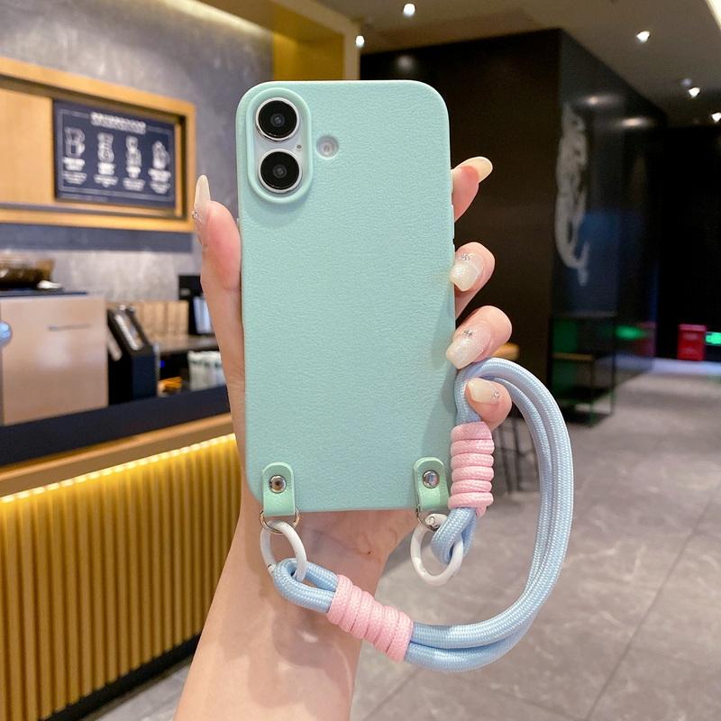 Цветной тонкий мягкий чехол для телефона iPhone 16 Plus 15 Pro Max 14 Pro 13 12 11 ремешок с ремешком матовый TPU противоударный защитный чехол для объектива