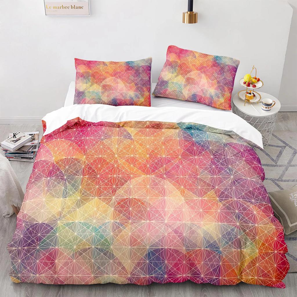 Geometry Line Duvet Cover Colorful Pattern for Children Teens Boys Adult Abstract Art Quilt Cover for Bedroom Decorations Queen