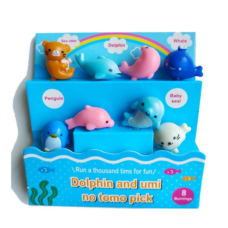 8 шт., животные, пингвин, дельфин, фруктовая вилка, мини-мультфильм, детская закуска, торт, десерт, зубочистка, бенто, обеды, аксессуары, декор для вечеринки