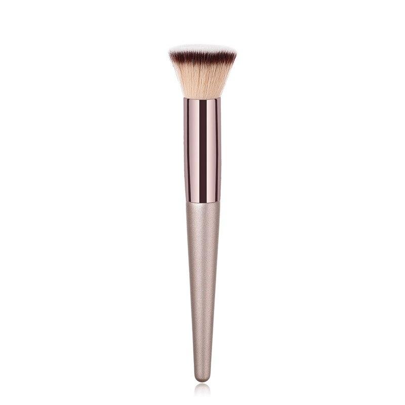 Champagne Color Makeup Brush for Women Face Basic Foundation Flame Cone Powder Flat Head Makeup Brush Tools Cosmetic Brush Set