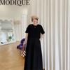 MODIQUE, летняя новая классическая рубашка больших размеров, женская свободная лоскутная одежда из хлопка и льна, базовое платье трапециевидной формы со складками, однотонные повседневные женские платья с круглым вырезом