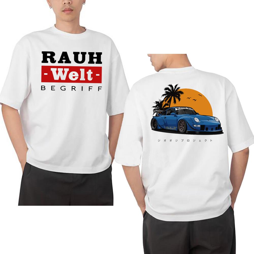 RAUH Welt BEGRIFF T Shirt RWB 993 964 JDM Tuning Car Classic T-Shirt Men Short Sleeve Japan Hip Hop Boy White Casual Tees Tops