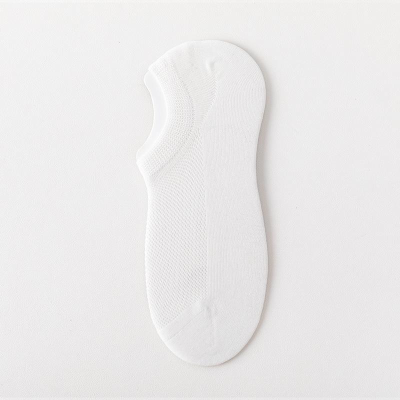 Носки мужские сетчатые летние однотонные короткие носки хлопковые не сползают с пятки силиконовые тонкие секционные антибактериальные против запаха невидимые носки-лодочки