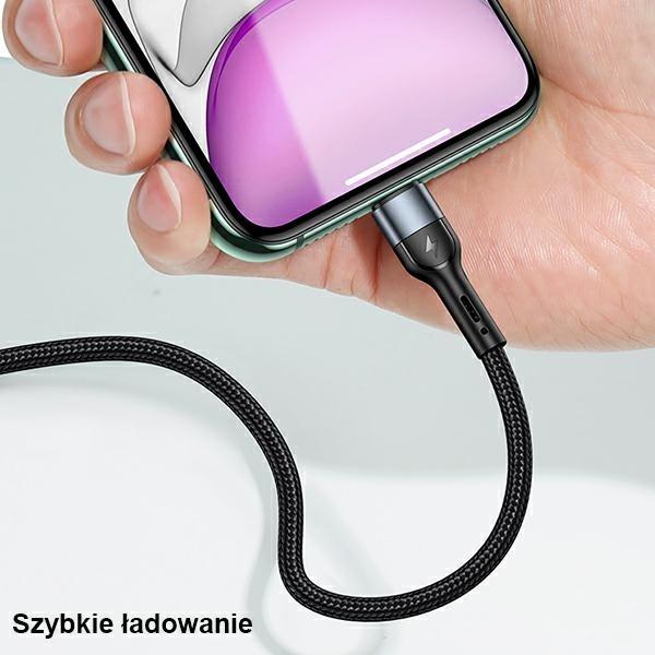 Usams Kabel Pleciony U55 2A Lightning Czarny/Black 1M Sj448Usb01 (Us-Sj448)