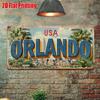 2D Flat Printing, 1pc Vintage Metal License Plate, Outdoor Wall Art, Orlando Sunshine Sign, Perfect for Living Room, Garden Wall