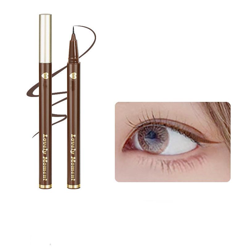 Small Silver Tube Eyeliner Black Dark Brown Berry Red Color Liquid Eyeliner Liquid Lying Silkworm Shadow Pen Suitable for Novice