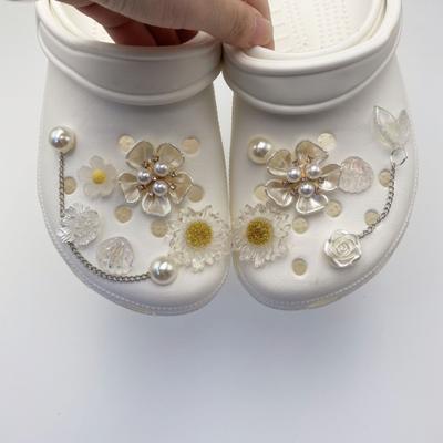 Очарование для обуви, булавки «сделай сам», жемчужный цветок, жемчужная цепочка, украшение, пряжка для обуви с отверстиями, набор подвесок, аксессуары для детей, подарок для мальчиков и девочек
