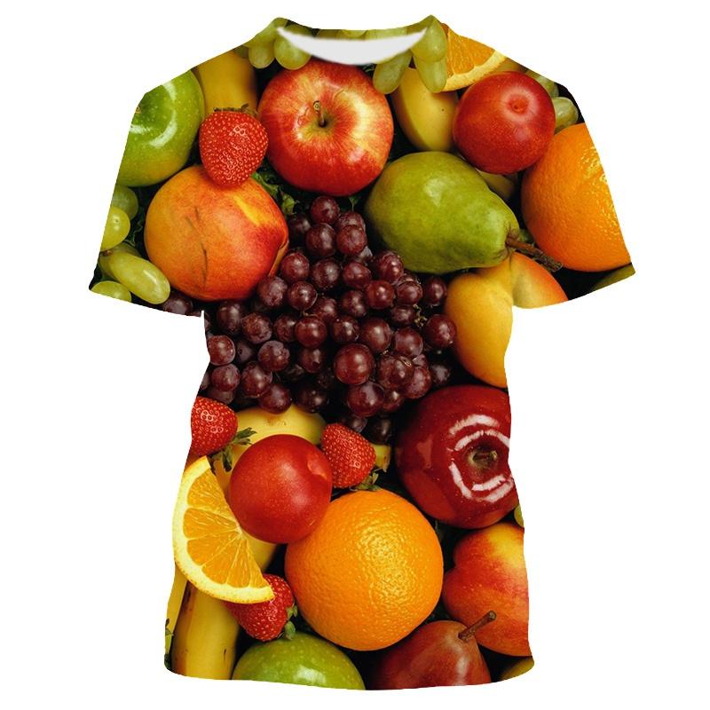 Fresh Fruit Berry Pattern Men's T-shirt Casual Men's Soft Loose Short Sleeved Clothing Fashionable Street Wear Fun Round Neck Tops