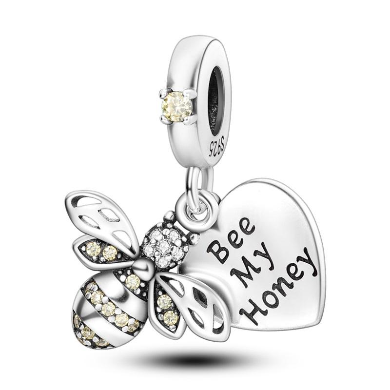 925 Silver Sunflower Butterfly Flower Heart Charm for 3mm DIY Bracelet, Beautifully Beaded DIY Fashion Maker Gifts