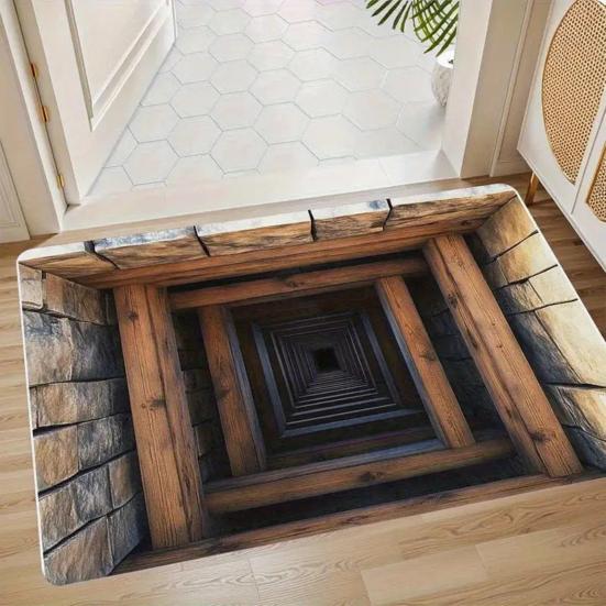 3D Ковер с дырой на полу, Оптическая иллюзия, Напольный коврик, Реалистичная бездонная яма, Придверный коврик, Нескользящий коврик для ванной