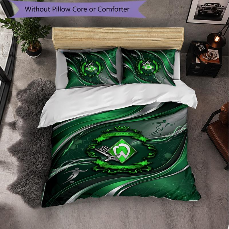 Werder Bremen Football 3 Piece Bedding Set Soft Duvet Cover Set with Pillowcases Printed Bedroom Decor Set for Home