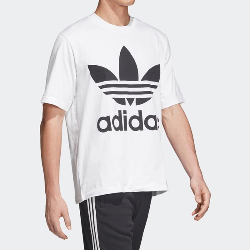 Adidas Футболка с круглым вырезом Originals Trefoil Casual Print для мужчин, белые CW1212