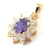 [M7080] - Позолоченный кулон «Викторина» с аметистом, белое золото - 12x10 мм