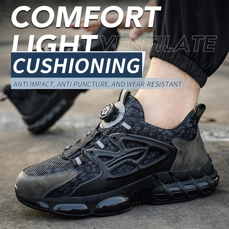 Rotating Button Safety Shoes Men Steel Toe Sneaker Air Cushion Working Footwear Man Puncture Proof Work Safety Boots Protective Shoes